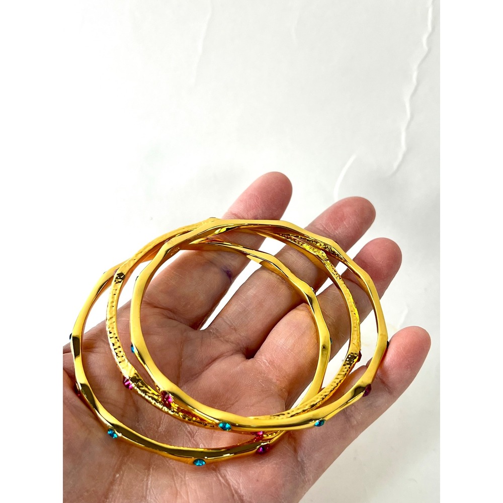 Joan Rivers Rhinestone Bangle Bracelet Set 3 Piece Multi Color Stackable Jewelry - Picture 5 of 11